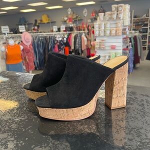 Chic Black Platform Mules with Cork Heel